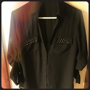 Black chiffon top